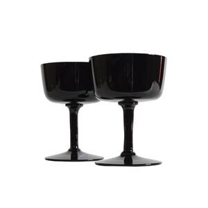 Swedish Black Crystal Champagne Coupe Glass Bjorkshult Scan Hans Christia Wagner